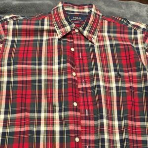 Polo by Ralph Lauren Men's Red and Blue Plaid Shirt
